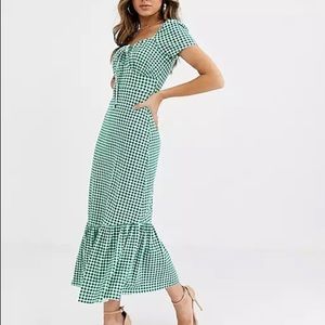 ASOS Maternity Puff Sleeve Gingham Maxi Dress